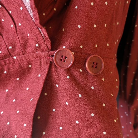 Reformation Red Polka Dot Blouse - Picture 5 of 6